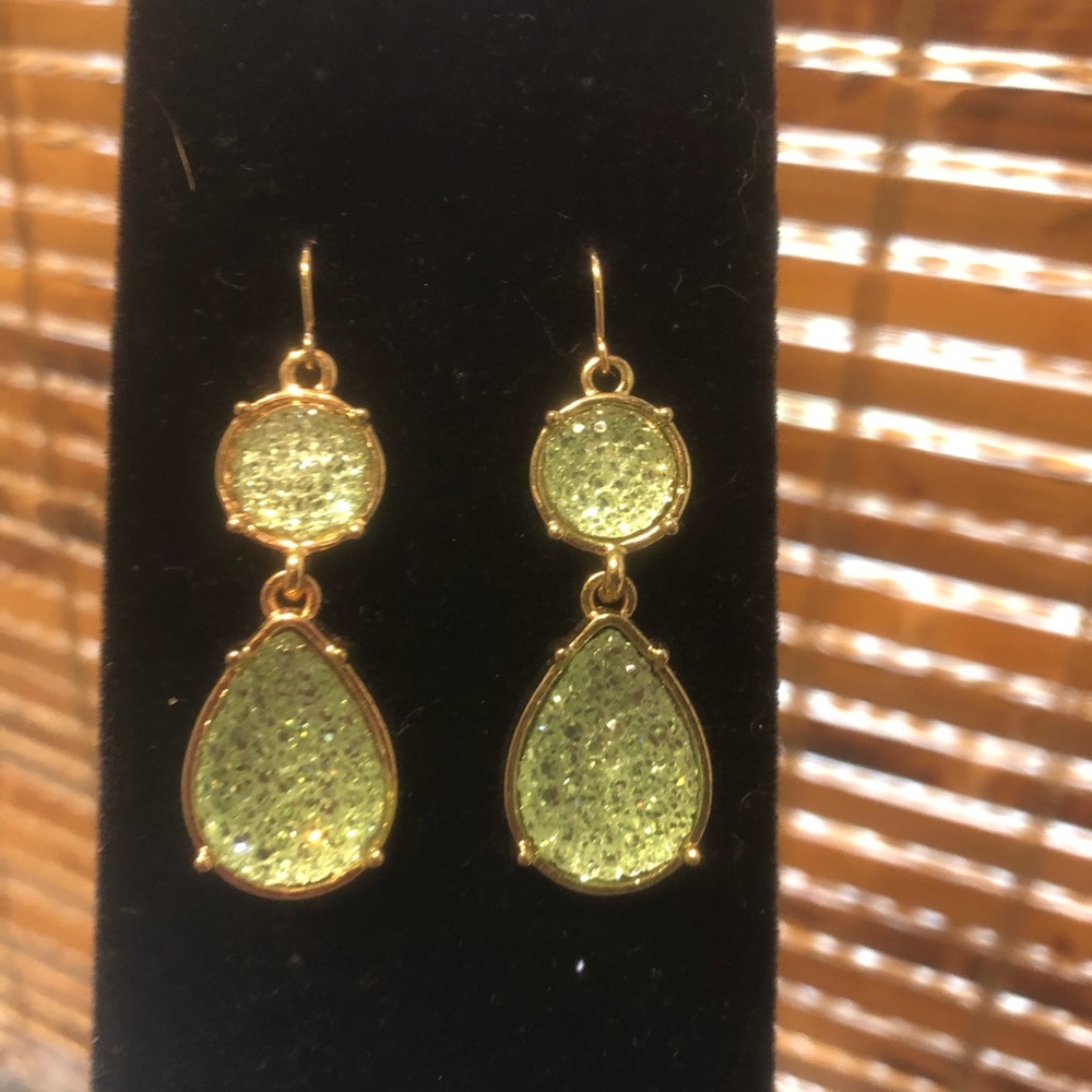 Accent Gold Filled Earrings light green Crystals